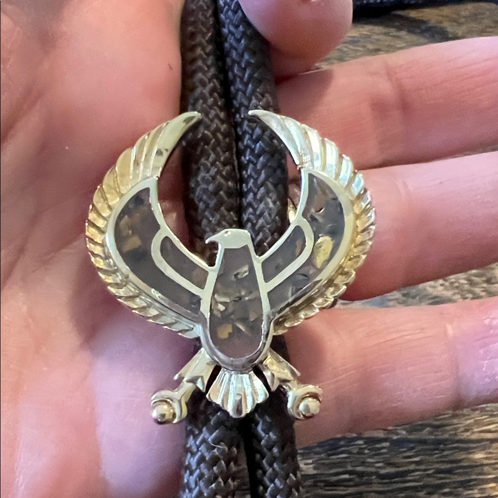 Vintage inlaid Eagle bolo tie